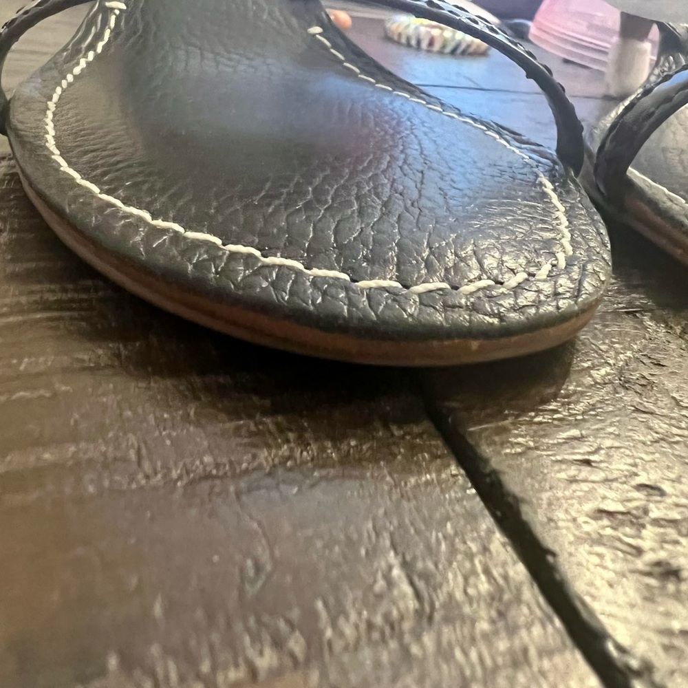 Tory Burch Black Sandals with Gold Logo - Picture 8 of 10